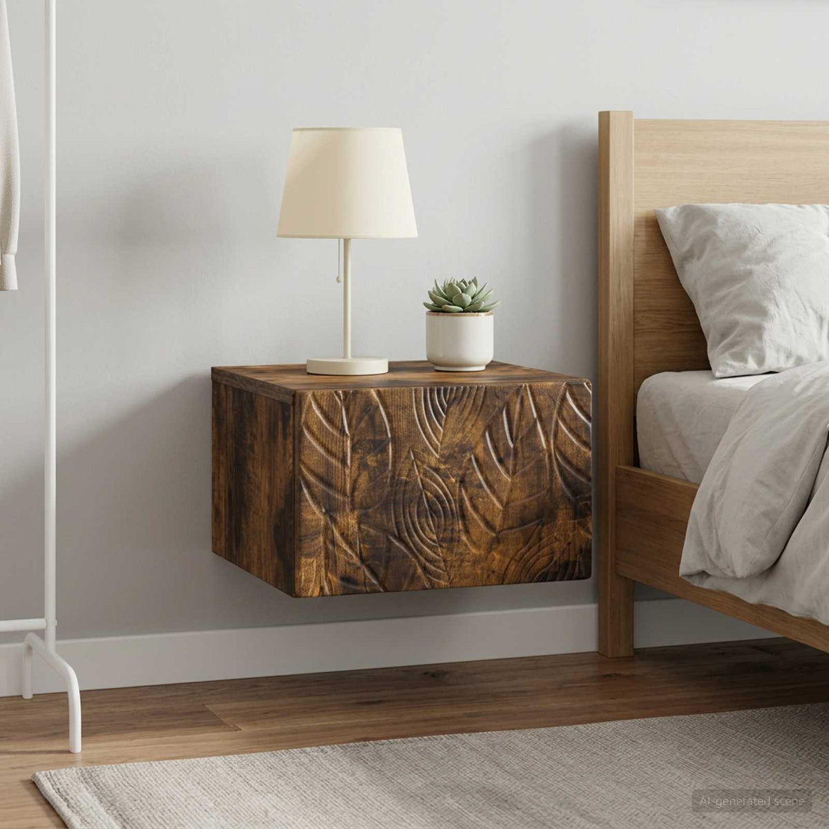 Vidaxl wandbeugel bedkast 2 st gerookt eiken 49 x 34,5 x 20 cm