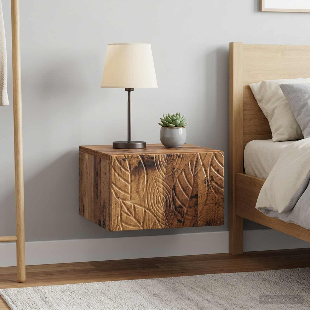 Vidaxl wandbeugel bedkast 2 st oud hout 49 x 34,5 x 20 cm bewerkt hout