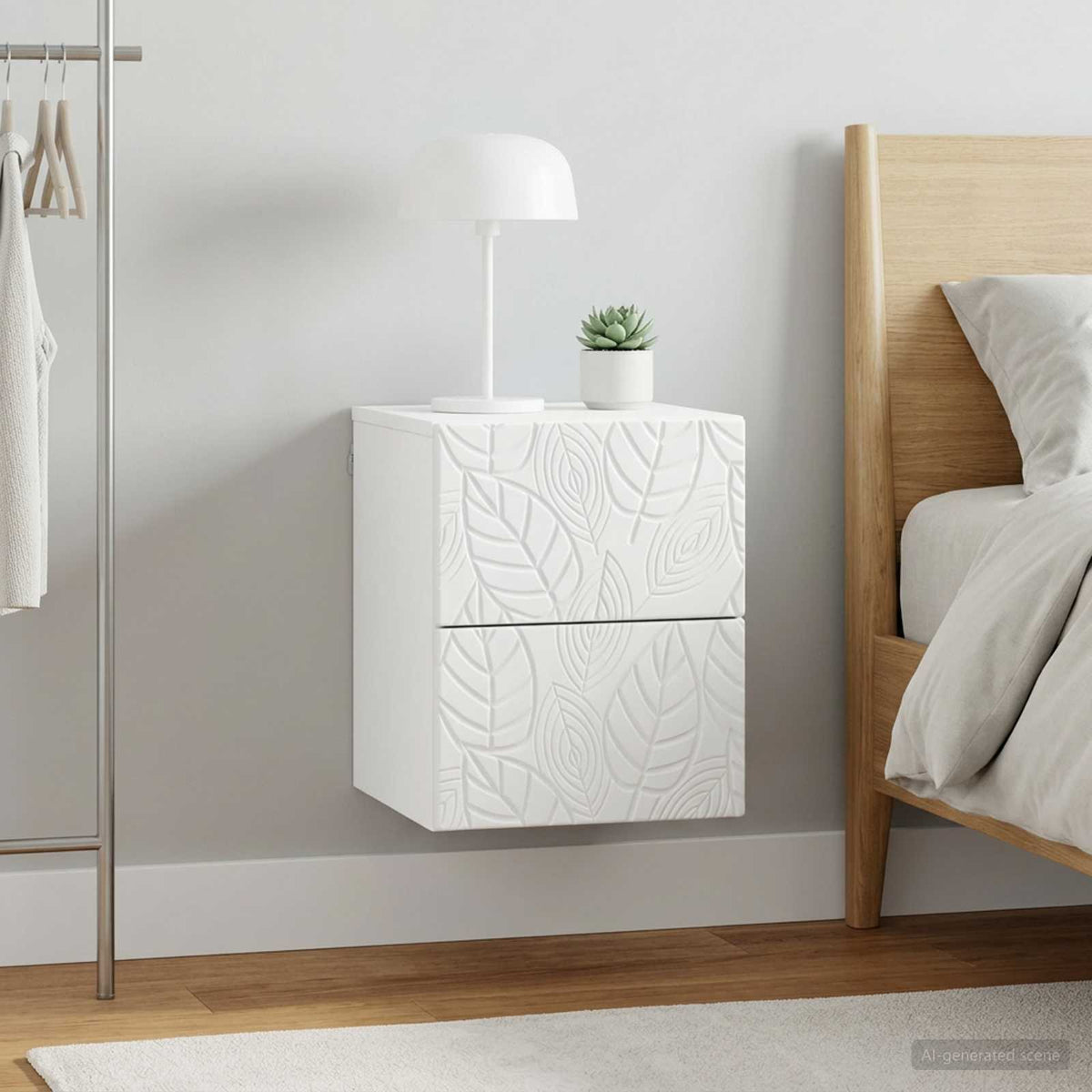 Vidaxl wandbeugel bedkast 2 st wit 34,5 x 33 x 40 cm bewerkt hout