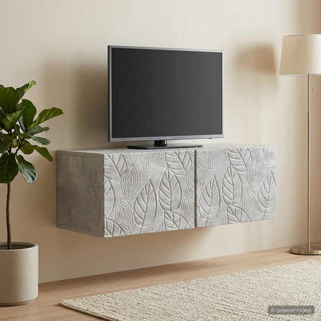 Vidaxl wandbeugel tv-kast 98 x 41 x 30 cm betongrijs bewerkt hout