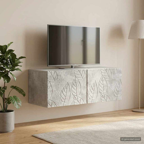 Vidaxl wandbeugel tv-kast 59,5 x 31 cm betongrijs bewerkt hout