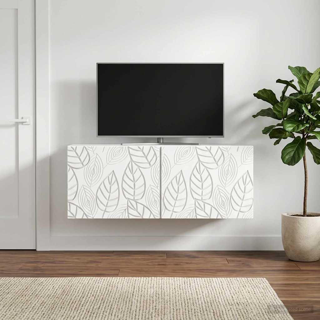 Vidaxl wandbeugel tv-kast 98 x 31 cm wit bewerkt hout wandgemonteerd