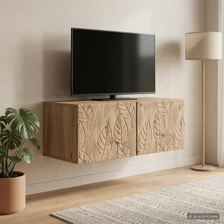 Vidaxl wandbeugel tv-kast 98 x 31 cm artisanaal eiken bewerkt hout