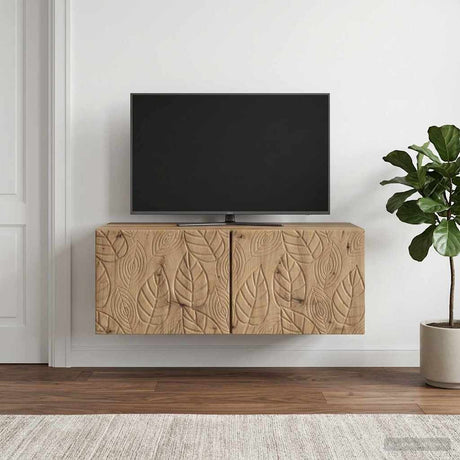 Vidaxl wandbeugel tv-kast 98 x 31 cm artisanaal eiken bewerkt hout