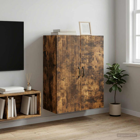 Vidaxl wandkast 66 x 34,5 x 90 cm bewerkt hout gerookt eiken