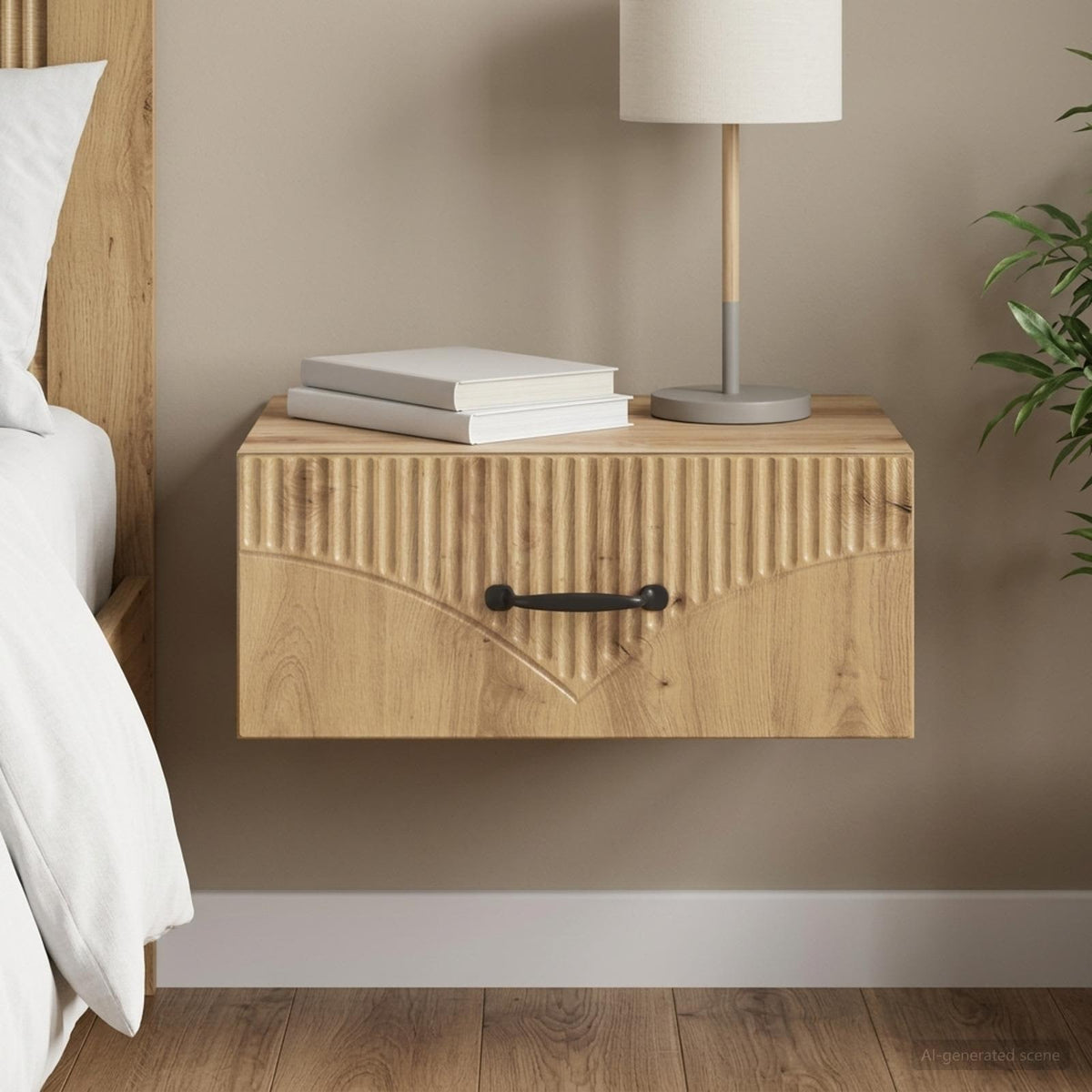 Vidaxl wandbeugel bedkast artisanaal eiken 49 x 34,5 x 20 cm