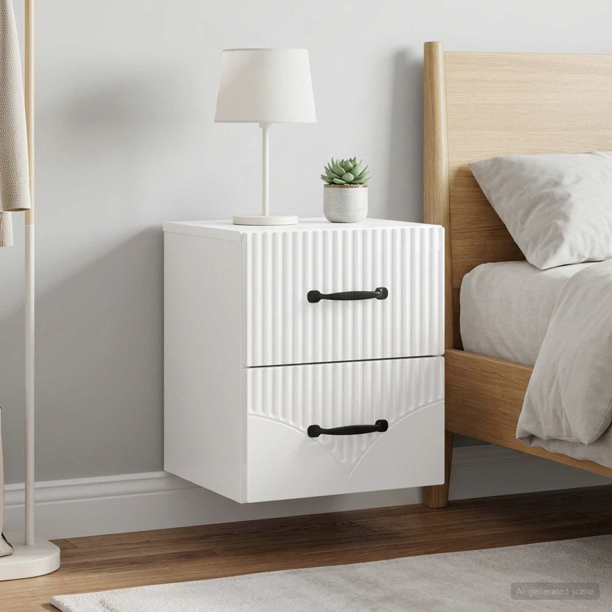 Vidaxl wandbeugel bedkast 2 st hoogglans wit 34,5 x 33 x 40 cm