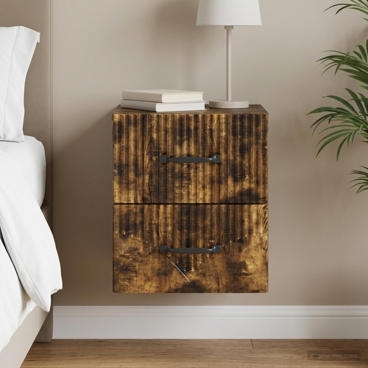 Vidaxl wandbeugel bedkast gerookt eiken 34,5 x 33 x 40 cm bewerkt hout