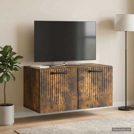 Vidaxl wandbeugel tv-kast gerookt eiken 59,5 x 31 x 30 cm bewerkt hout