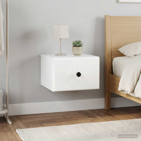 Vidaxl wandbeugel bedkast 2 st hoogglans wit 34,5 x 33 x 20 cm