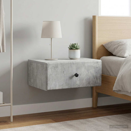Vidaxl wandbeugel bedkast 2 st betongrijs 49 x 34,5 x 20 cm