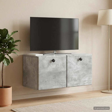 Vidaxl wandbeugel tv-kast 59,5 x 31 x 30 cm betongrijs bewerkt hout