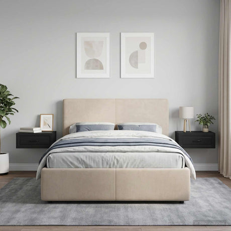 Vidaxl wandbeugel bedkast 2 st zwart 49 x 34,5 x 20 cm bewerkt hout