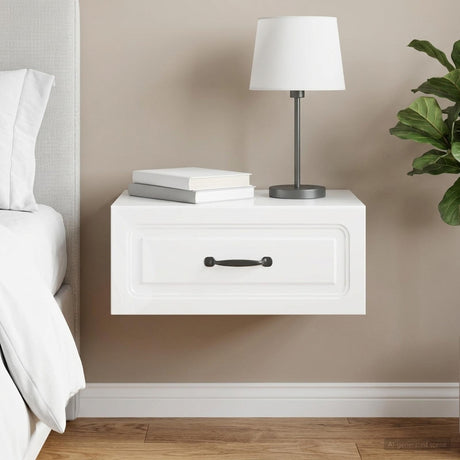 Vidaxl wandbeugel bedkast hoogglans wit 49 x 34,5 x 20 cm bewerkt hout