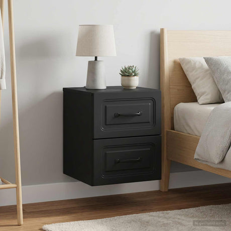 Vidaxl wandbeugel bedkast 2 st zwart 34,5 x 33 x 40 cm bewerkt hout