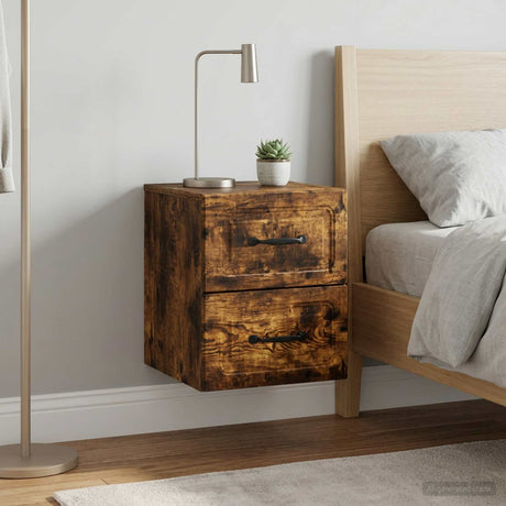 Vidaxl wandbeugel bedkast 2 st gerookt eiken 34,5 x 33 x 40 cm