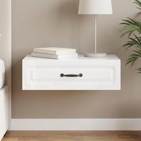 Vidaxl wandmontage zijtafel hoogglans wit 59 x 34,5 x 17 cm