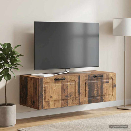 Vidaxl wandbeugel tv-kast oud hout 98 x 41 x 30 cm bewerkt hout