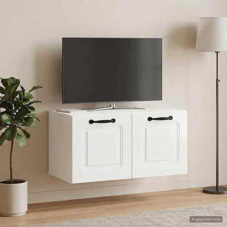 Vidaxl wandbeugel tv-kast hoogglans wit 59,5 x 31 x 30 cm bewerkt hout