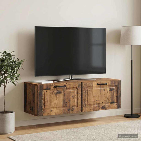 Vidaxl wandbeugel tv-kast oud hout 98 x 31 x 30 cm bewerkt hout