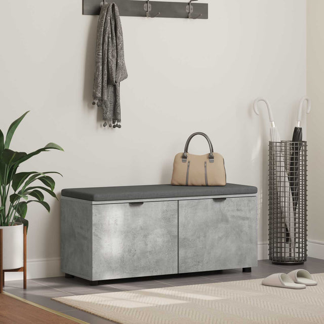 Vidaxl halbank met kussen met plank beton grijs 100 x 38 x 46 cm