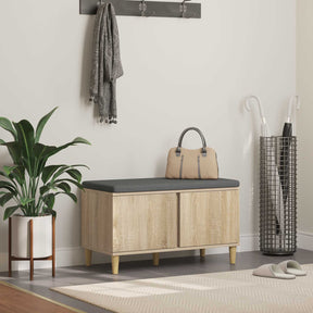 Vidaxl halbank met kussen met opslag sonoma eiken 80 x 38 x 46 cm
