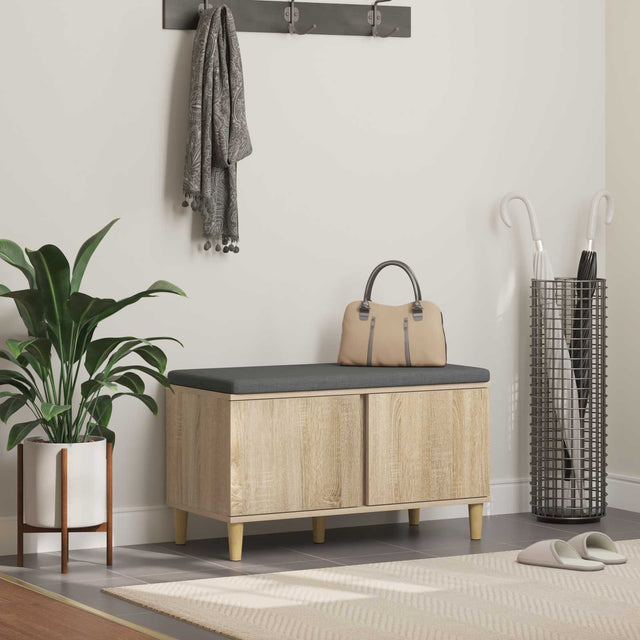 Vidaxl halbank met kussen met opslag sonoma eiken 80 x 38 x 46 cm