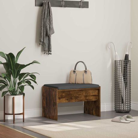 Vidaxl halbank met kussen gerookt eiken 63 x 38 x 40 cm