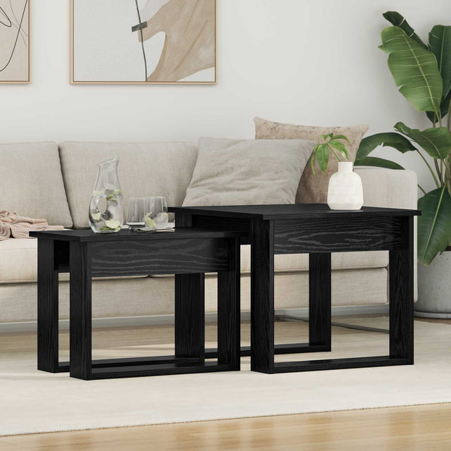 Vidaxl koffietafel set 2 st zwart eiken 50 x 52 x 42 cm bewerkt hout