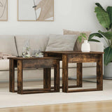 Vidaxl koffietafel set 2 st gerookt eiken 50 x 52 x 42 cm bewerkt hout