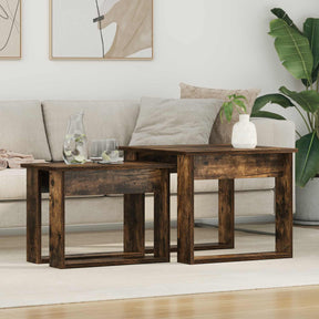 Vidaxl koffietafel set 2 st gerookt eiken 50 x 52 x 42 cm bewerkt hout