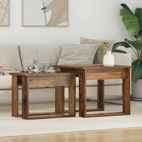 Vidaxl koffietafel set 2 st oudhout 50 x 52 x 42 cm bewerkt hout