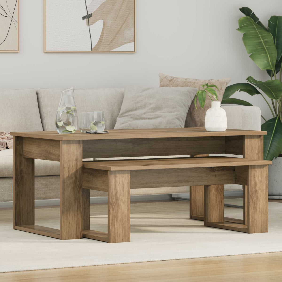 Vidaxl koffietafel set 2 st artisan eiken 100 x 50 x 42 cm