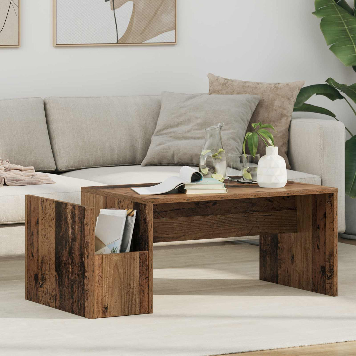 Vidaxl salontafel oudhout 90 x 45 x 35 cm bewerkt hout