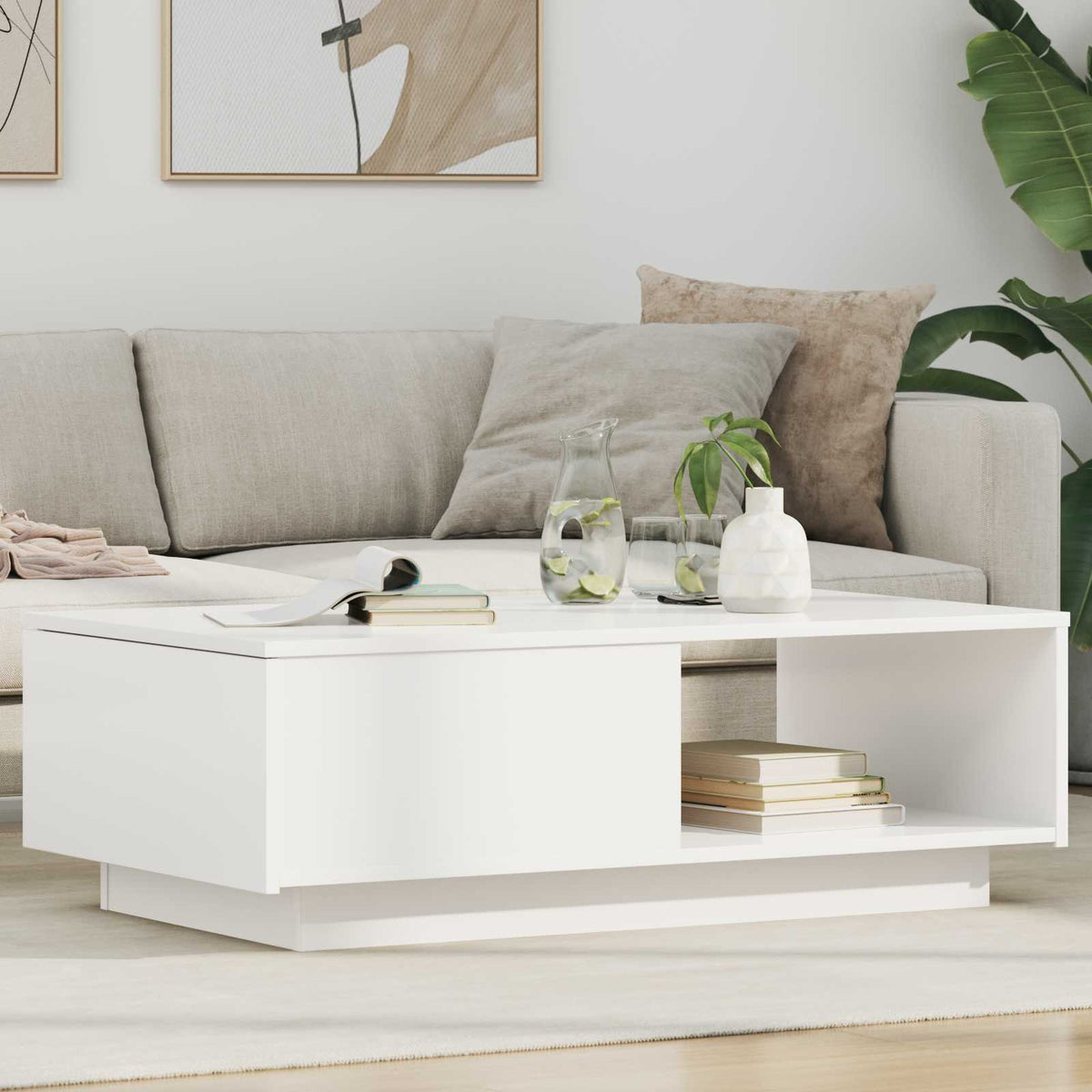 Vidaxl salontafel wit 95 x 55 x 31 cm bewerkt hout
