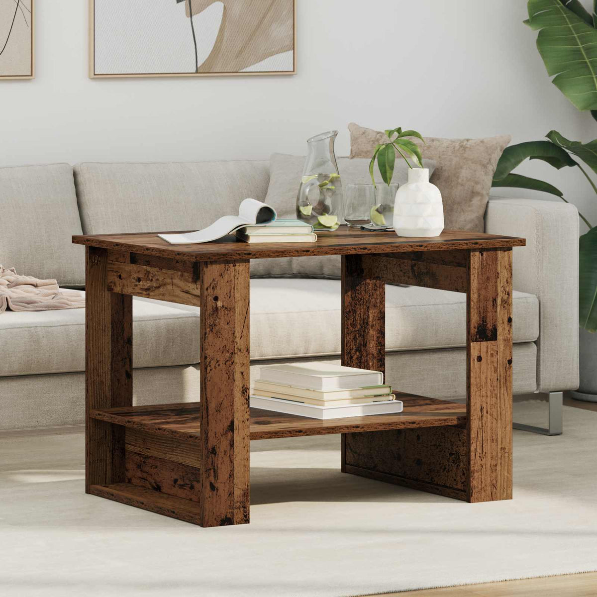 Vidaxl salontafel oudhout 72 x 50 x 50 cm bewerkt hout