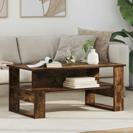 Vidaxl salontafel gerookt eiken 90 x 50 x 40 cm bewerkt hout