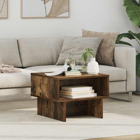 Vidaxl salontafel gerookt eiken 48 x 46 x 35 cm bewerkt hout
