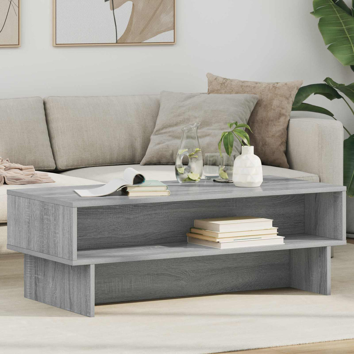 Vidaxl salontafel grijs sonoma 100 x 46 x 35 cm bewerkt hout