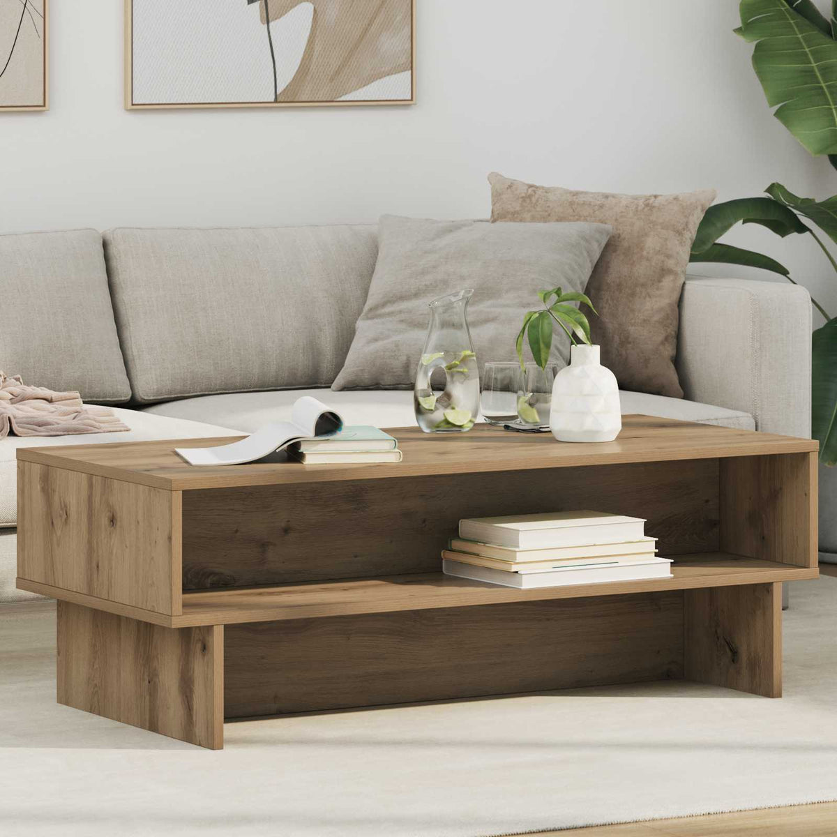 Vidaxl salontafel artisan eiken 100 x 46 x 35 cm bewerkt hout