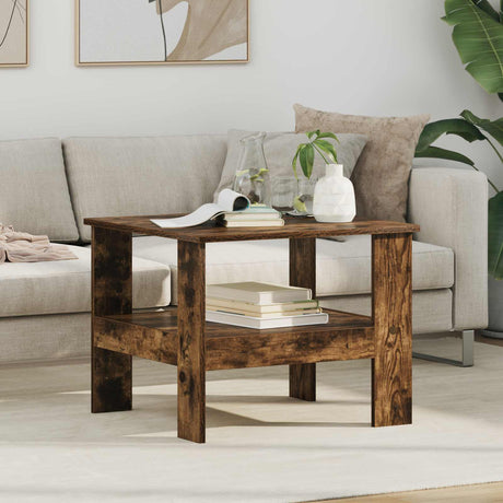Vidaxl salontafel gerookt eiken 57 x 55 x 45 cm bewerkt hout
