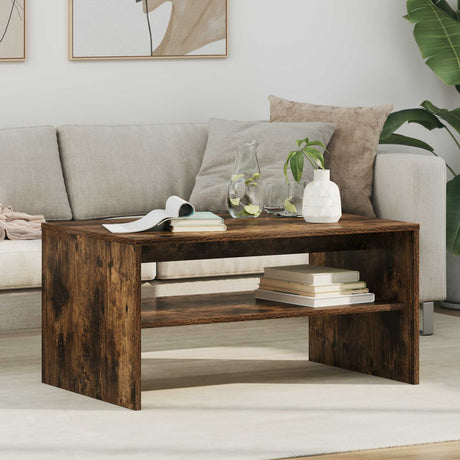 Vidaxl salontafel gerookt eiken 80 x 50 x 40 cm bewerkt hout