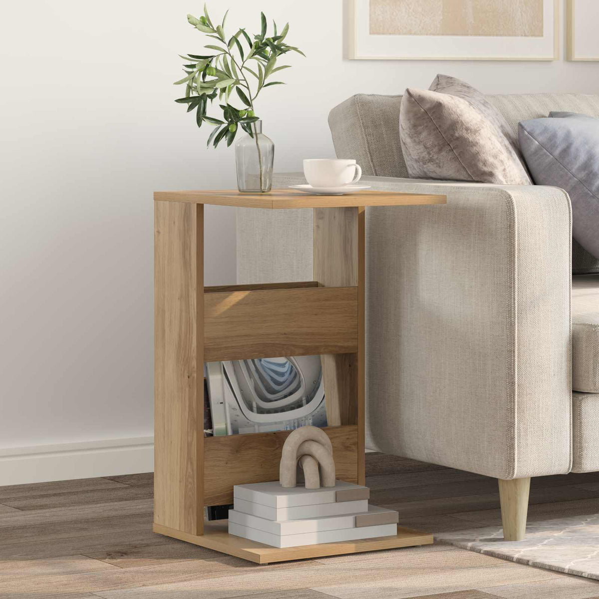Vidaxl bijzettafel artisan eiken 40 x 35 x 60,5 cm bewerkt hout