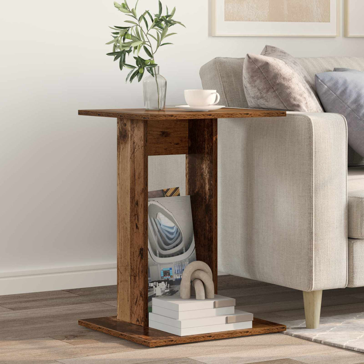 Vidaxl bijzettafel oudhout 45 x 40 x 62,5 cm bewerkt hout
