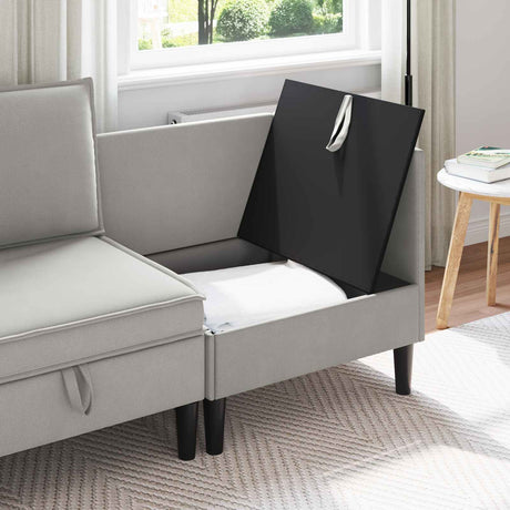 Vidaxl hoeksofa met opbergruimte lichtgrijs fluweel