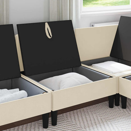 Vidaxl middelse sofa met opbergruimte crèmekleurig fluweel
