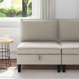Vidaxl middelse sofa met opbergruimte havermout fluweel