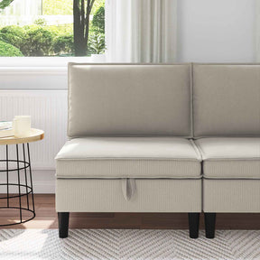 Vidaxl middelse sofa met opbergruimte havermout fluweel