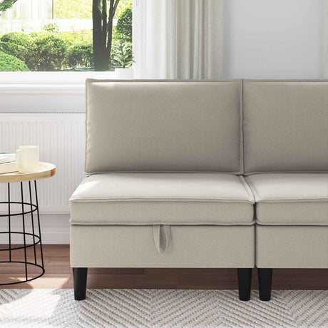 Vidaxl middelse sofa met opbergruimte havermout fluweel