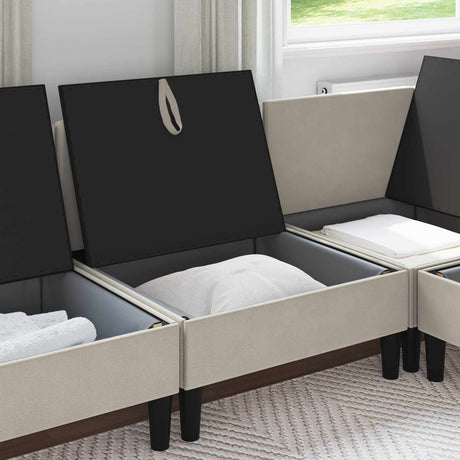Vidaxl middelse sofa met opbergruimte havermout fluweel